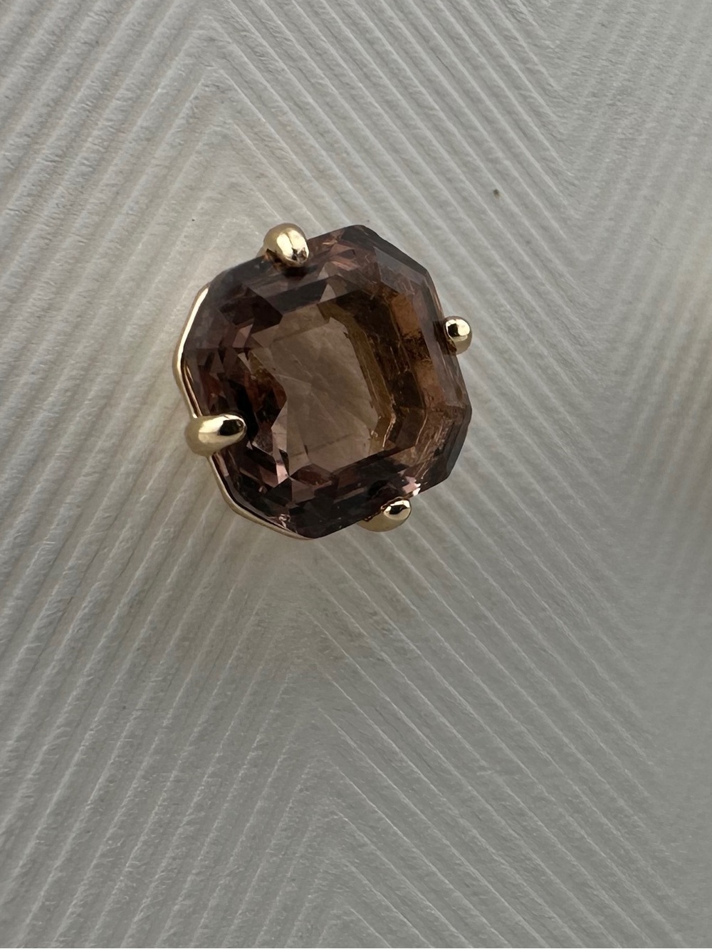 Lauren Ralph Lauren Gold-Tone Smoky Brown Crystal Octagon Stud Earrings - Picture 2 of 3
